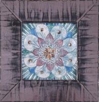 Bukrán Edit (1957-) Virágmotívum. Kerámia kép, keretben, jelzés nélkül, 10x10 cm, 17x17 cm