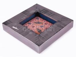 Bukrán Edit (1957-) Lepkemotívum. Kerámia kép, keretben, jelzett, 10x10 cm, 17x17 cm