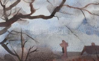 Rochlitz György (1941-): Halálos tavasz, 2007. Akvarell, papír, jelzett. Paszpartuban. 33,5x49 cm