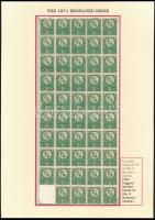 1871 Réznyomat 3kr POSTATISZTA 49-es ívdarabban, kiállítási lapon. Ebből a bélyegből ez a legnagyobb...