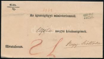 ~1848 Hivatalos levél / Official cover kék / blue "BUDA" - Nagy-Szőllős (Gudlin 300 p)