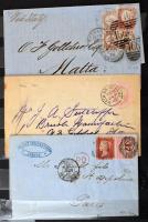 Nagy-Britannia 1842-1900 Viktória királynő összeállítás: 33 db levél + 17 db díjjegyes küldemény 10 lapos, közepes berakóban