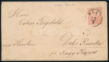 1871 Kőnyomat 5kr díjjegyes boríték IV. típus "BAJA" - "KASSA" - ""NAGY-KAPOS" - "UNGHVÁR" - Dobo Ruszka (Kárpátalja)