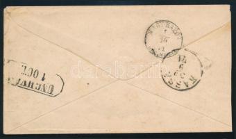 1871 Kőnyomat 5kr díjjegyes boríték IV. típus "BAJA" - "KASSA" - ""NAG...