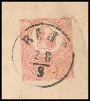 1871 Kőnyomat 5kr díjjegyes boríték IV. típus "BAJA" - "KASSA" - ""NAG...