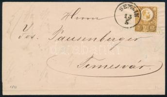 1873 Réznyomat 2kr komplett nyomtatványon "SEMLIN" - "TEMESVÁR" (ex Provera)