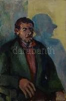 Jelzés nélkül: Színes portré. Olaj, farost. Jobb alsó sarkában apró felületi sérüléssel. 60x40 cm.