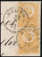 1871 Kőnyomat 3 x 2kr levélen. Valószínűleg túlbérmentesített távolsági levél. / 3 x Mi 1 on cover. ...