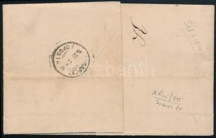 1874 3 x Réznyomat 5kr komplett ajánlott levélen Budapestre. Egy pár és egy szóló bélyeggel, utóbbi ...