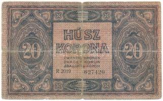 1919. augusztus 9. 20K "R 2019 627420" T:G ragasztott
Hungary 1919. August 9th 20 Korona ...