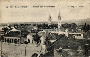Szászváros, Broos, Orastie; látkép, Kercsédi Géza üzlete. B. Stelescu kiadása / general view, shop (fl)