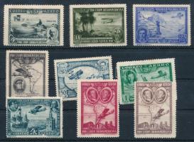 Spanyolország 1935 Iberoamerikai kiállítás sor Mi 554-561 plusz 560 b (Mi EUR 185.-) (Mi 559 betapadás, rozsda folt / gum disturbance, stain)