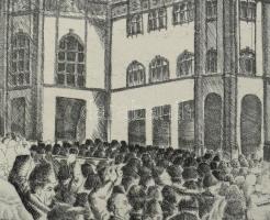 Csáky Lajos (1950-): Forrongások Kiskunfélegyházán, 1918. február 24-26. Rézkarc, papír, jelzett, la...