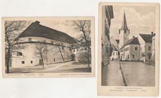 Nagyszeben, Hermannstadt, Sibiu - 2 db RÉGI város képeslap: színház és evangélikus templom / 2 pre-1945 town postcards: theater and Lutheran church