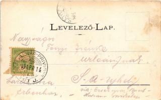 1904 Nyitra, Nitra; látkép, híd, gőzmalom / general view, bridge, steam mill. Art Nouveau frame + &q...