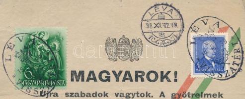 1938 A Felvidék visszacsatolása alkalmából kiadott "Magyarok!" című dekoratív szórólap Hor...