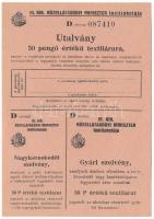1926-1945 k. A Magyar Királyi Közellátásügyi miniszter textilakciójának utalványa 50P értékű textiláruról "D 087410" T:AU