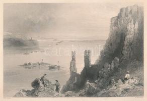 cca 1845 Bartlett, William Henry (1809-1954) - W. Mossmann: Dévény vára az apácák tornyával, acélmetszet, jelzett a metszeten, szép állapotban, 20×26 cm