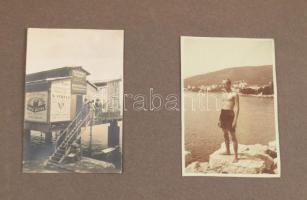 cca 1914 Adriai nyaralás képei, Abbázia, Velence, 42 fotó és fotólap. Haránt-alakú, fűzött papír fot...