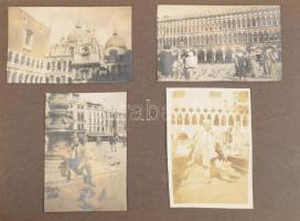 cca 1914 Adriai nyaralás képei, Abbázia, Velence, 42 fotó és fotólap. Haránt-alakú, fűzött papír fot...
