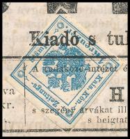 1862 Miskolczi Értesítő 52. száma 1kr Hírlapilleték bélyeggel, nagy szélekkel, luxus példány! / 1kr ...