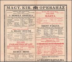 1935 A Magyar Királyi Operaház műsorplakátja, hajtva, szép állapotban, 48×32 cm