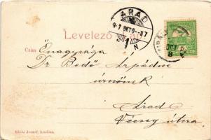 1907 Királyhelmec, Helmec, Kralovsky Chlumec; Kir. Járásbíróság és Római katolikus templom. Klein Jó...