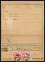 1890 Komplett táviratlap 35kr díjjeggyel és 2kr + 2 x 5kr díjkiegészítéssel / Telegram with 2kr + 2 x 5kr "RÁCZ-ALMÁS"