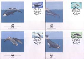 WWF Wale im Nordatlantik Satz 4 FDC, WWF Bálnák sor 4 FDC, WWF Whales set 4 FDC
