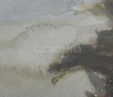 Kohán Ferenc (-): Táj. Akvarell, papír, jelzés nélkül. 36x54 cm. Üvegezett fakeretben