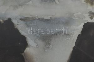 Kohán Ferenc (-): Táj. Akvarell, papír, jelzés nélkül. 36x54 cm. Üvegezett fakeretben