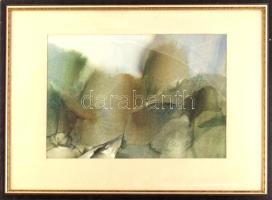 Lóránt János Demeter (1938-): Táj. Akvarell, papír, jelzett. Üvegezett fakeretben, 33x47,5 cm