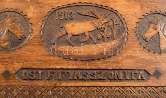 1918 Háborús emlék: az Ostffyasszonyfai Hadifogolytáborban orosz fogoly által faragott, fából készül...