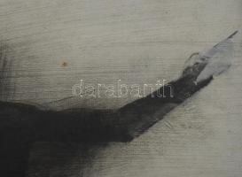 Szabó Tamás (1952-): Jézus, 2003. Vegyes technika, papír, jelzett. Üvegezett fakeretben, 20x25 cm