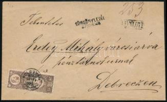 1875 2 x Réznyomat 15kr ajánlott expressz levélen / 2 x Mi 12 on registered express cover "KOLO...