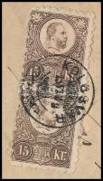 1875 2 x Réznyomat 15kr ajánlott expressz levélen / 2 x Mi 12 on registered express cover "KOLO...