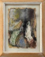 Lóránt János Demeter (1938-): Találkozás. Pasztell, papír, jelzett. Hátoldalán autográf felirattal. Üvegezett fakeretben, 18x13,5 cm