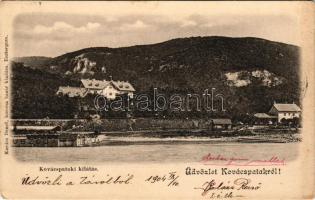 1904 Kovácspatak, Kovacov; Dunai uszoda, villa. Kardos Dezső kiadása / Danube riverside with swimming pool and villa (ázott sarok / wet corner)