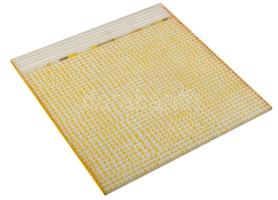 Olajos György (1953-): Aratás, 1997. Vegyes technika, papír, jelzett és autográf felirattal a hátoldalán. Plexiben, 26x26 cm