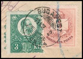 1874 Budapest helyi ajánlott levél Réznyomat 3kr és Színesszámú 5kr vegyes bérmentesítéssel, nagyon ...