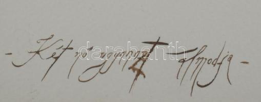 Lévai Ádám (1967-): Két nő ugyanazt álmodja, 2005. Tus, papír, jelzett, üvegezett fakeretben 42x28 c...