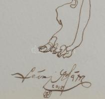 Lévai Ádám (1967-): Két nő ugyanazt álmodja, 2005. Tus, papír, jelzett, üvegezett fakeretben 42x28 c...