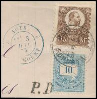 1875 Réznyomat 15kr és Színesszámú 10kr vegyes bérmentesítés levél előlapon Párizsba küldve. Az előo...