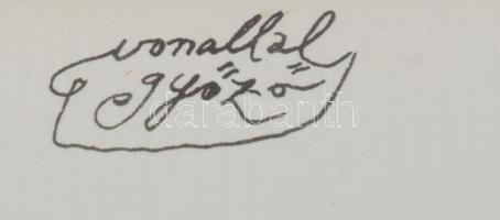 Lévai Ádám (1967-): Vonallal győző, 2009. Tus, papír, jelzett, üvegezett fakeretben. 21,5x41 cm