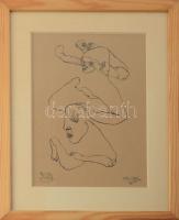 Lévai Ádám (1967-): Úgy is látod mi történik, 2011. Tus, papír, jelzett, üvegezett fakeretben. 28,5x20 cm