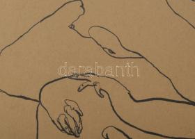 Lévai Ádám (1967-): Úgy is látod mi történik, 2011. Tus, papír, jelzett, üvegezett fakeretben. 28,5x...