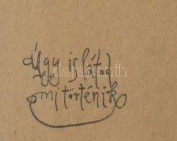 Lévai Ádám (1967-): Úgy is látod mi történik, 2011. Tus, papír, jelzett, üvegezett fakeretben. 28,5x...