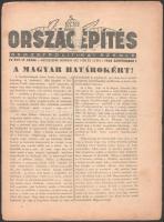 1944 Országépítés, Nemzetpolitikai Szemle c. folyóirat IV. évf. 17. száma, 1944. szept. 1., szerk.: vitéz Vass Sándor, kisebb sérülésekkel, tűzés nélkül, 16 p.
