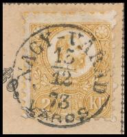 1873 1869-es 2kr díjjegyes levelezőlapon Réznyomat 2kr bérmentesítés (felülragasztva) / Mi 8 on 1869...
