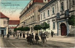1914 Nagyszombat, Tyrnau, Trnava; Főgimnázium és árvaház. Horovitz Adolf kiadása / grammar school, orpahanage (EK)